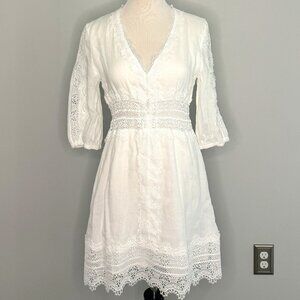 Zara - Short Ramie Dress - White - XS